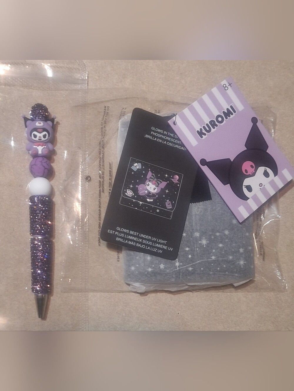 Loungefly Kuromi Glow In The Dark Wallet NWT & Purple Kuromi Bling Pen - Picture 2 of 10